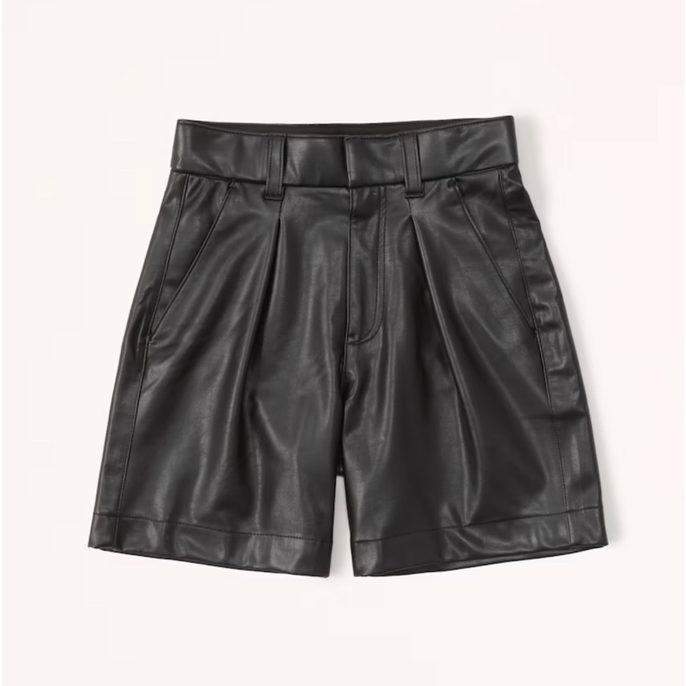 Abercrombie black leather shorts